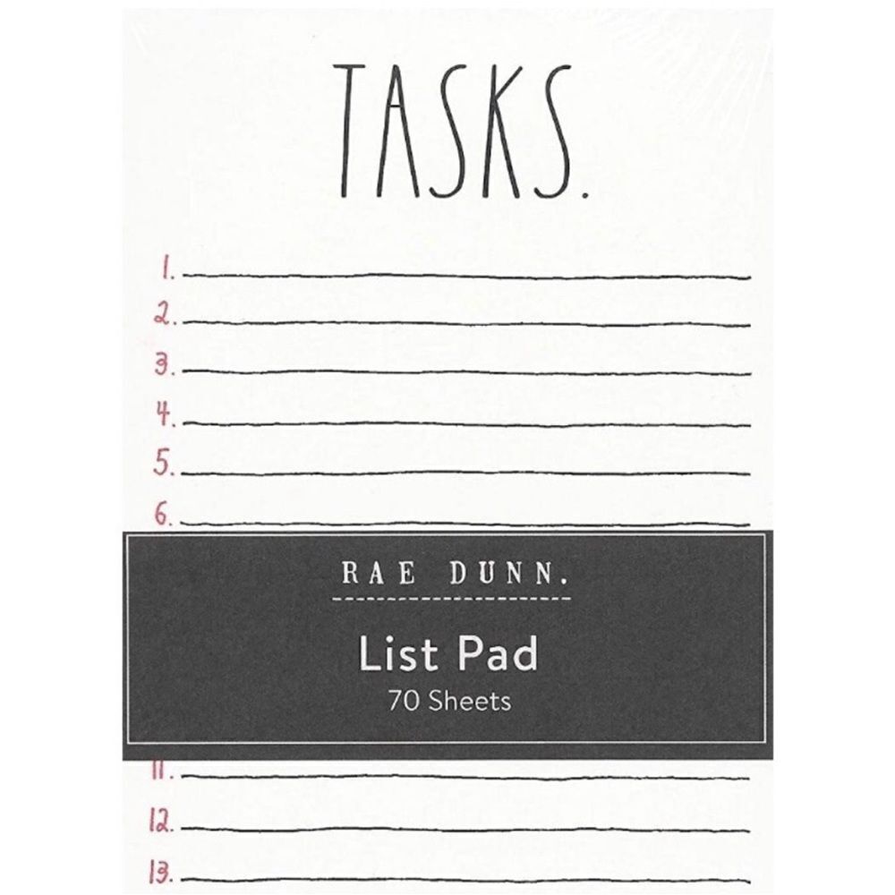 Rae Dunn "TASKS" Notepad Set 70 Sheets NWT